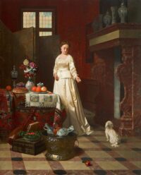 Petrus Renier Hubertus Knarren: Jonge vrouw in een interieur