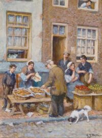 Gerard Johan Staller: Markt in de Amsterdamse Joodse buurt