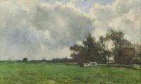 Hendrik Johannes Weissenbruch: Rustende koeien bij een hooiberg