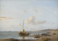 Andreas Schelfhout: Visafslag op het strand