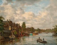 Johan Hendrik van Mastenbroek: Schuiten op een gracht te Rotterdam