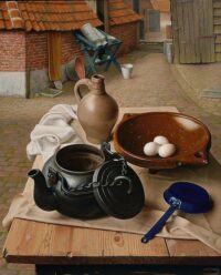 Jan van Tongeren: Stillevencompositie bij een boerderij