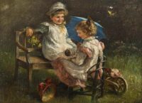 Pietronella Peters: Twee meisjes in de tuin