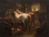 Wouterus Verschuur: Twee paarden in een stal