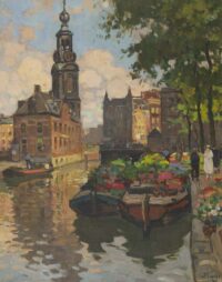 Ben Viegers: Gezicht op het Singel met de Munttoren