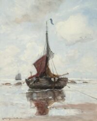 Gerhard Arij Ludwig 'Morgenstjerne' Munthe: Vissersboot op het Katwijkse strand