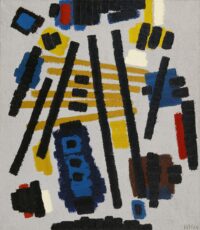Willem Hussem: Compositie tegen grijze achtergrond