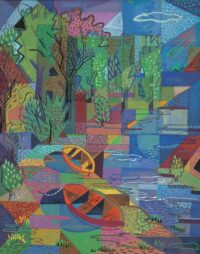 Willy Boers: Landschap met bootjes