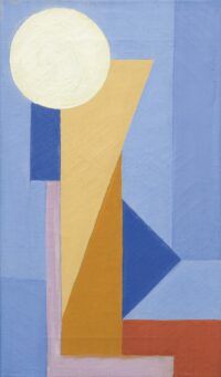 Wobbe Alkema: Blauwe compositie met verticalen
