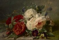 Adriana Haanen: Stilleven met rozen en viooltjes