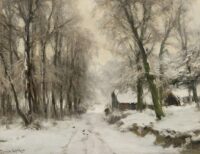 Louis Apol: Huisje in winters bos