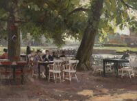August Willem van Voorden: Op een terras aan het water
