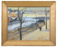 Ben Viegers: Schaatsers bij De La Reyweg, Den Haag (in lijst)