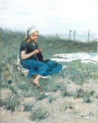 Bernardus Johannes Blommers: Breiend vissersmeisje in de duinen