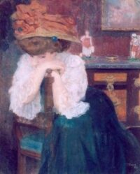 Raoul Carré: Elegante dame leunend op een stoel