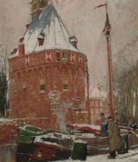 Henry Cassiers: Winters gezicht op de Hoofdtoren te Hoorn