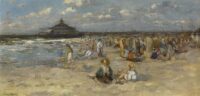 Franz Helfferich: Stranddag te Scheveningen met zicht op de pier