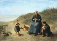 Bernard de Hoog: Moeder met haar kinderen in de duinen