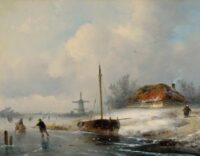 Johannes Franciscus Hoppenbrouwers: IJsgezicht met schaatsers