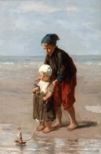 Jozef Israëls: Twee visserskinderen op het strand