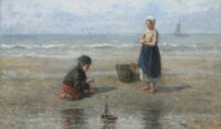 Jozef Israëls: Jongen en meisje spelend op het strand