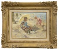 Jan Zoetelief Tromp: Sunny day at the beach (framed)