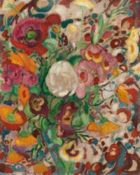 Leo Gestel: Stilleven met goudsbloemen, klaprozen, bottelrozen en andere bloemen