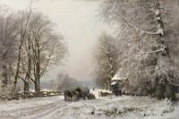 Louis Apol: Winters landschap met paard en wagen