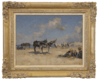Louis Soonius: Ezeltjes op het strand (in lijst)
