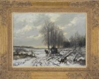 Louis Apol: Winterlandschap met paard en wagen (in lijst)