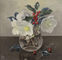 Jan Voerman jr.: Helleborus en hulst in een glazen vaasje