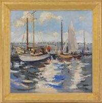 Ben Walrecht: Zeilvertier op het Paterswoldse meer (in lijst)