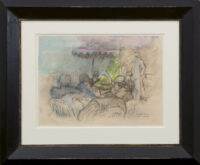 Willy Sluiter: Op een terras in Scheveningen (in lijst)
