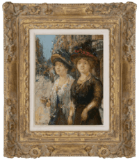 Franz Helfferich: Twee dames in een Haagse straat (in lijst)