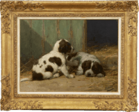 Otto Eerelman: Twee Sint Bernard puppies (in lijst)