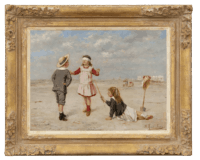 Albert Roosenboom: Blinddoekje spelen op het strand (in lijst)