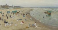 Louis Bron: Zomers Scheveningen met in de verte de koepel van het Seinpost-complex