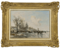 Johan Barthold Jongkind: Schaatsvertier bij Overschie (in lijst)