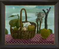 Herman Berserik: Een mand met appels en peren (in lijst)