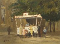 Arie Zwart: IJskar op de Melkmarkt in Zwolle