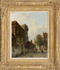 Adrianus Eversen: Hollands stadsgezicht (in lijst)