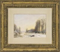 Louis Apol: Winters landschap bij zonsondergang (in lijst)