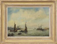 Evert Moll: Bij de haven van Rotterdam (in lijst)