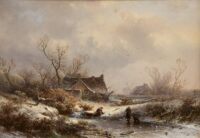Pieter Kluyver: Winters landschap met bevroren vennetje