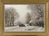 Louis Apol: Winters landschap met paard en wagen (in lijst)