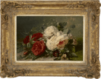 Adriana Haanen: Stilleven met rozen en viooltjes (in lijst)