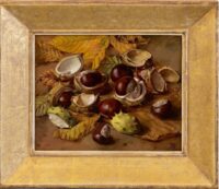 Jan Voerman jr.: Kastanjes met herfstbladeren (in lijst)