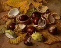 Jan Voerman jr.: Kastanjes met herfstbladeren