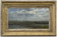 Willem Roelofs: Polderlandschap met koeien (in lijst)