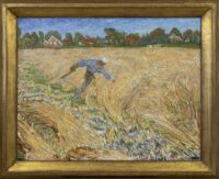 Johan Dijkstra: Oogstende boer (in lijst)